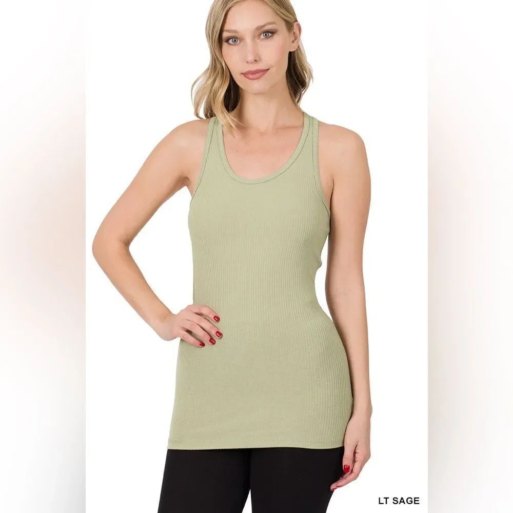 Zenana Outfitters Light Sage Ribbed Tank Top rt-8059ab